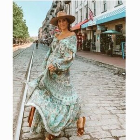 New spell x free people turquoise Amethyst gown L - Picture 6 of 7